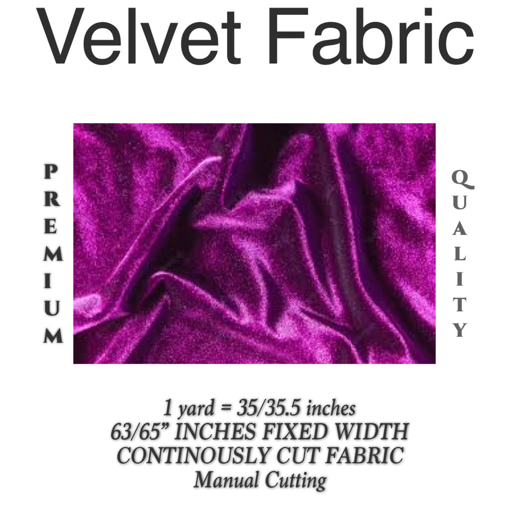PREMIUM VELVET PER YARD  (CRUSHED STRETCHY VELVET AND VELOUR/SMOOTH ONE-WAY STRETCH VELVET)