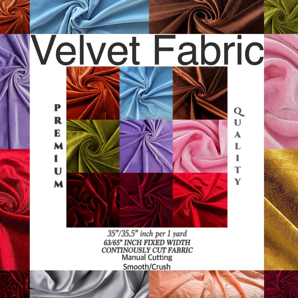 PREMIUM VELVET PER YARD  (CRUSHED STRETCHY VELVET AND VELOUR/SMOOTH ONE-WAY STRETCH VELVET)