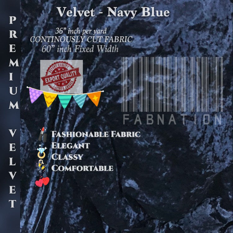 PREMIUM VELVET PER YARD  (CRUSHED STRETCHY VELVET AND VELOUR/SMOOTH ONE-WAY STRETCH VELVET)