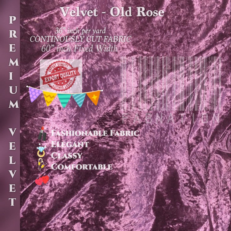 PREMIUM VELVET PER YARD  (CRUSHED STRETCHY VELVET AND VELOUR/SMOOTH ONE-WAY STRETCH VELVET)
