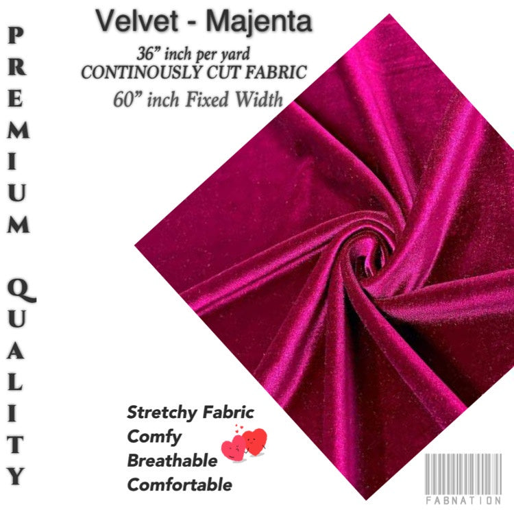 PREMIUM VELVET PER YARD  (CRUSHED STRETCHY VELVET AND VELOUR/SMOOTH ONE-WAY STRETCH VELVET)