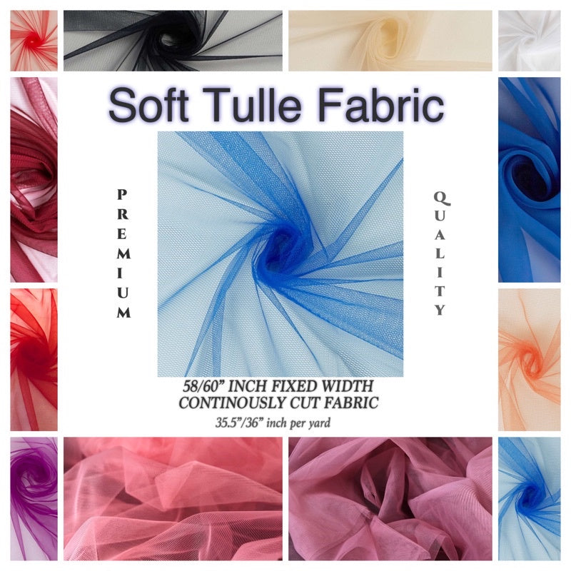 PREMIUM SOFT SILK TULLE Per Yard Fixed 60" Width WHOLESALE AVAILABLE / FABNATION TEXTILE