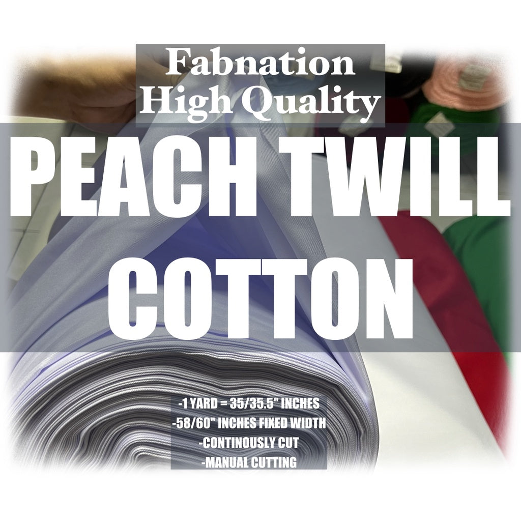 HQ Peach Twill Cotton Raw Tela, 35/35.5 Inches Length Per Yard, 58/60 Inch Fixed Width/Fab