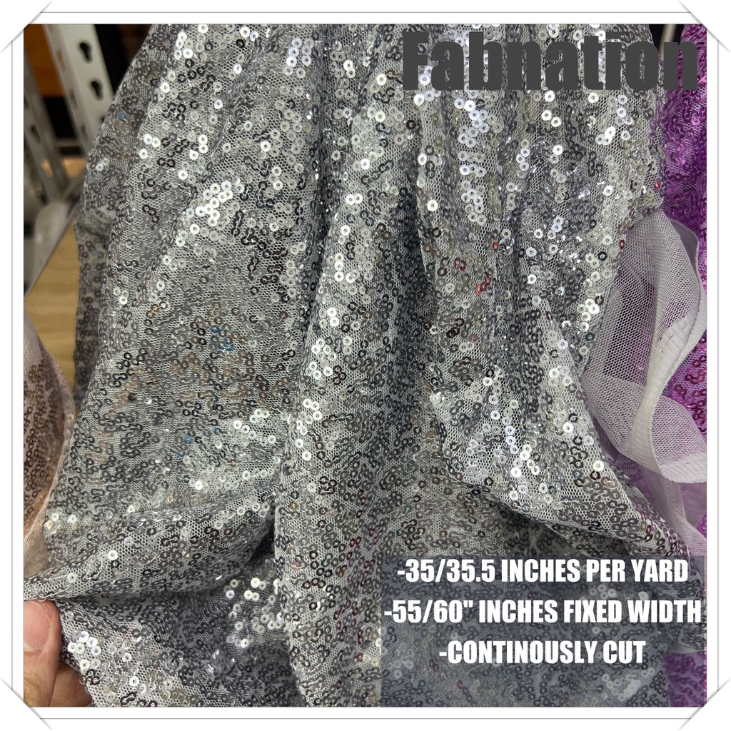 Fully Sequins Tulle Sequence Fabric 54/60 Inches Width For Backdrop, Table Cloth and Gown Per Yard