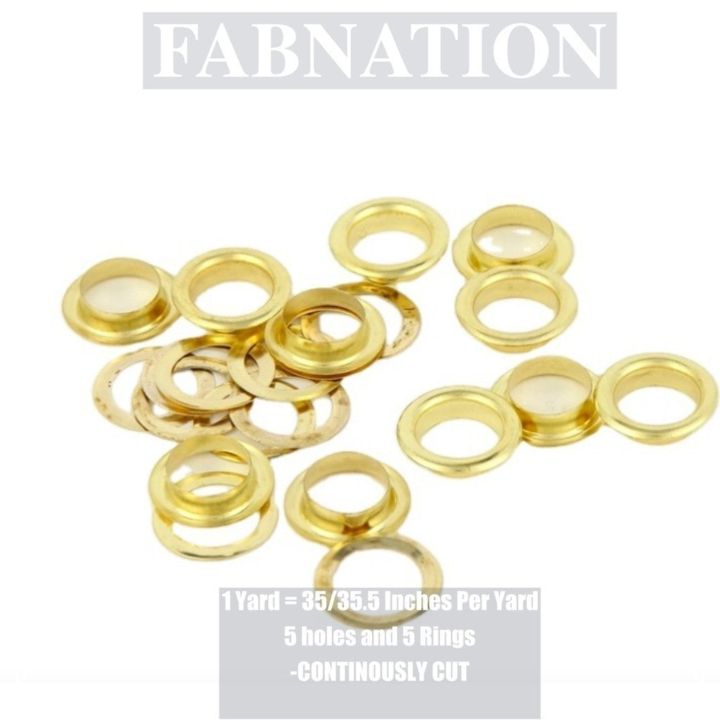 CURTAIN RINGS / GROMMET / SOLD PER YARD = 5 HOLES AND 5 RINGS / Fabnation