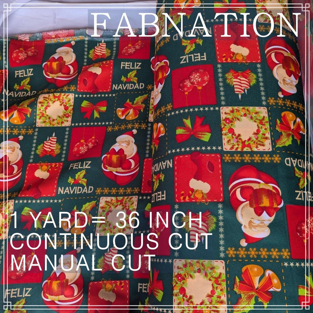 CHRISTMAS CRETONA FABRIC DECOR PER YARD IS 36 INCH LENGTH AND 64 INCH WIDTH