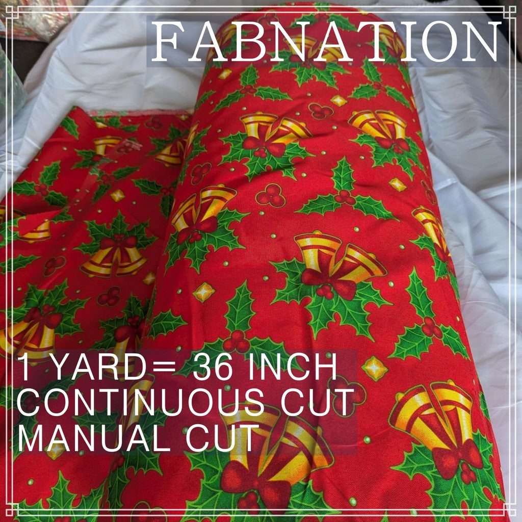 CHRISTMAS CRETONA FABRIC DECOR PER YARD IS 36 INCH LENGTH AND 64 INCH WIDTH