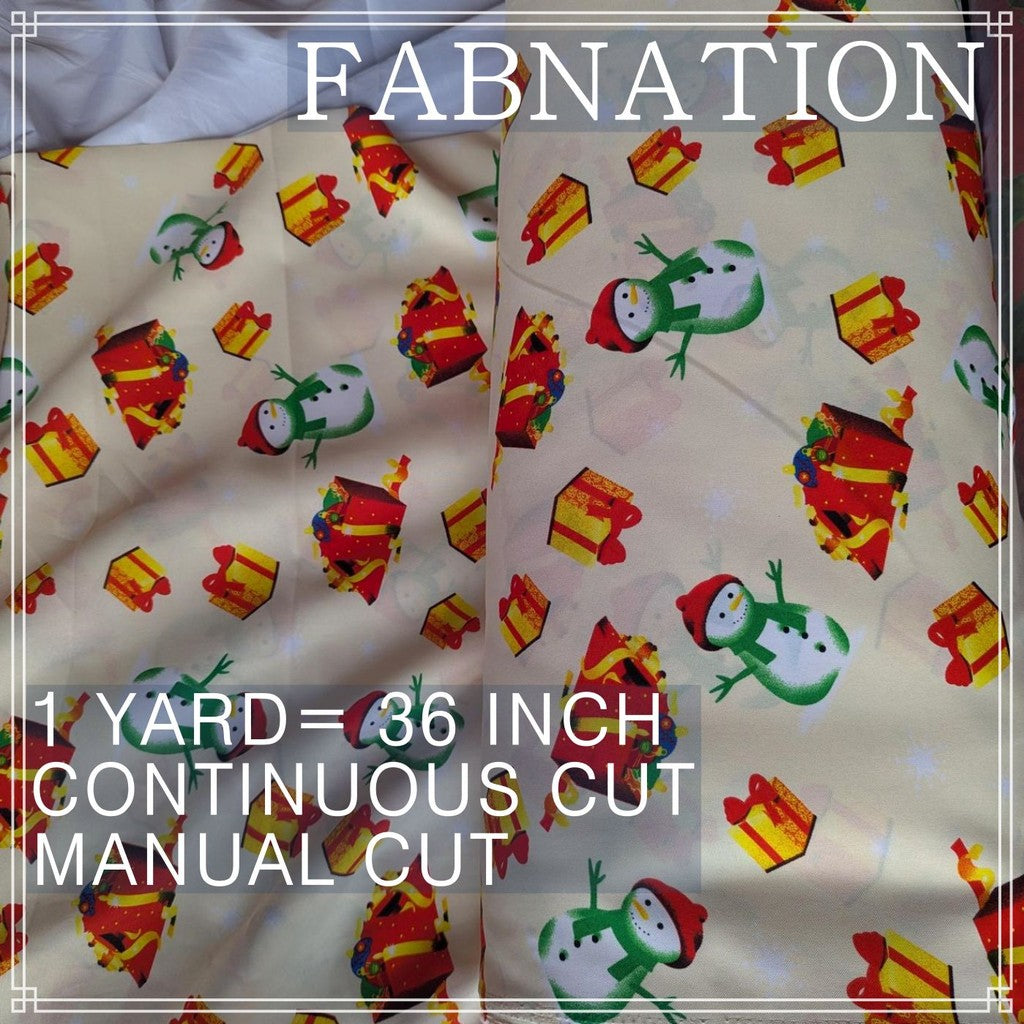 CHRISTMAS CRETONA FABRIC DECOR PER YARD IS 36 INCH LENGTH AND 64 INCH WIDTH