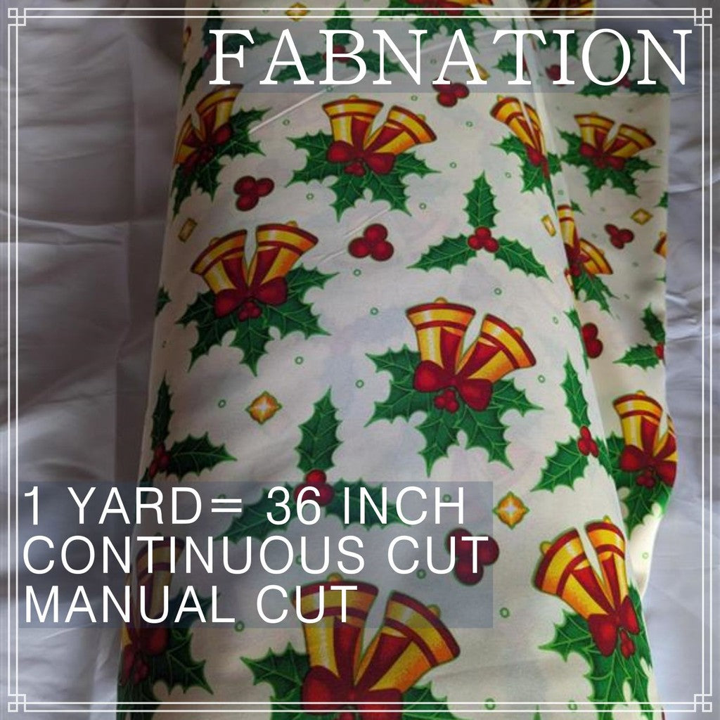 CHRISTMAS CRETONA FABRIC DECOR PER YARD IS 36 INCH LENGTH AND 64 INCH WIDTH