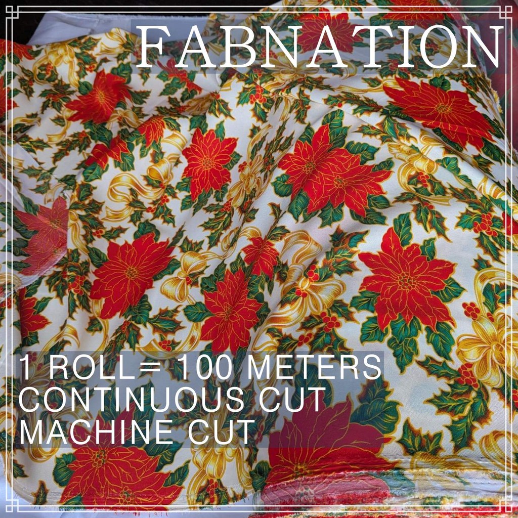 CHRISTMAS CRETONA PRINTED FABRIC DECOR PER ROLL IS 100 METERS AND FIXED 64 INCH FIXED WIDTH