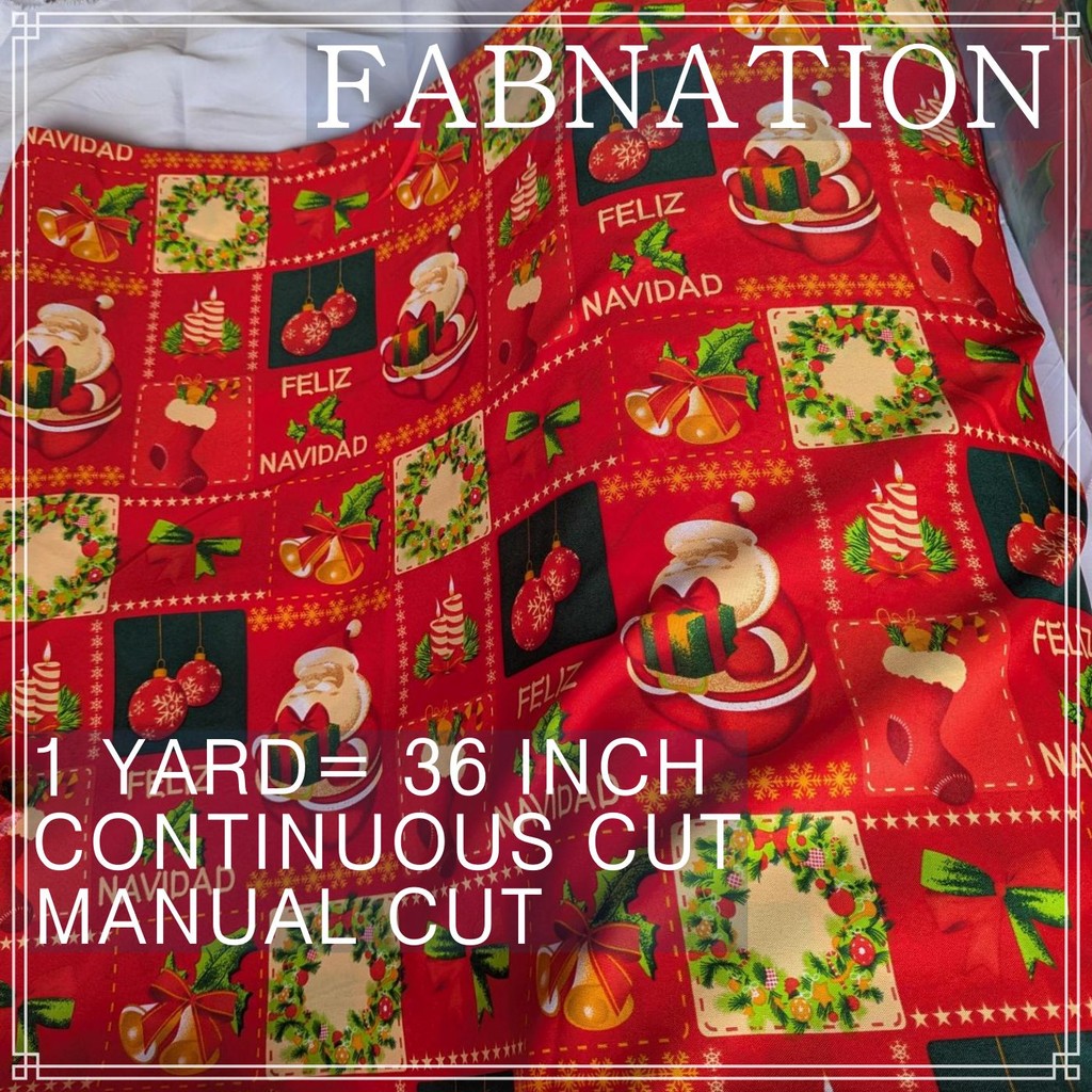 CHRISTMAS CRETONA FABRIC DECOR PER YARD IS 36 INCH LENGTH AND 64 INCH WIDTH
