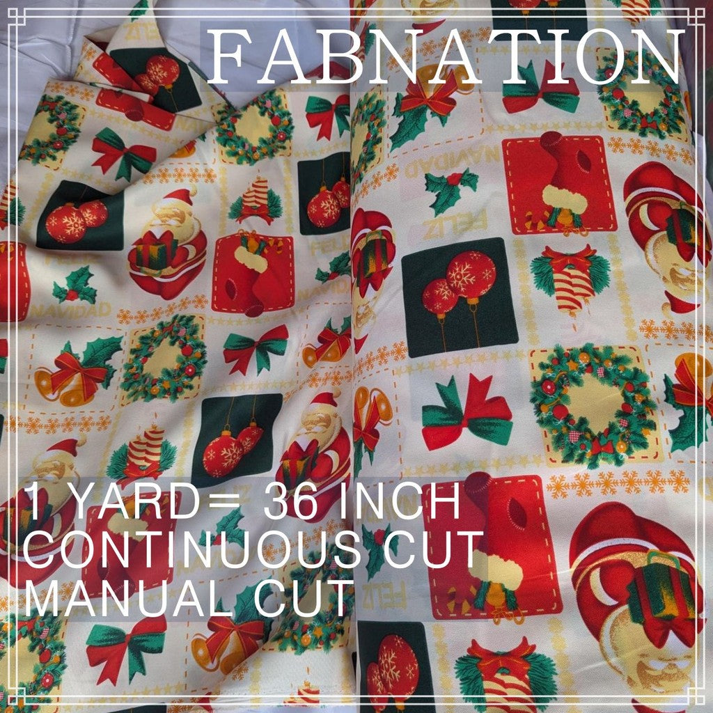 CHRISTMAS CRETONA FABRIC DECOR PER YARD IS 36 INCH LENGTH AND 64 INCH WIDTH
