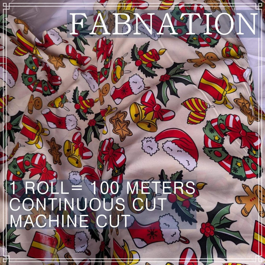 CHRISTMAS CRETONA PRINTED FABRIC DECOR PER ROLL IS 100 METERS AND FIXED 64 INCH FIXED WIDTH