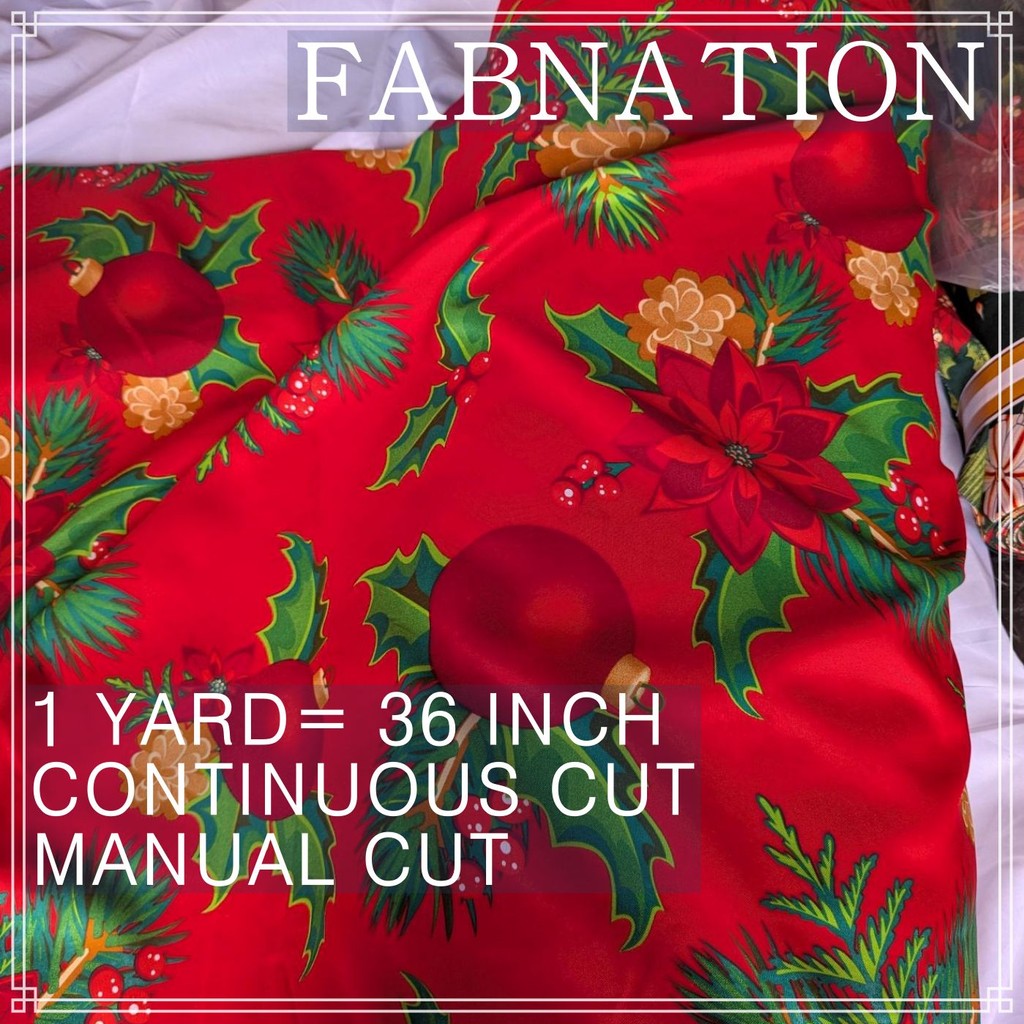 CHRISTMAS CRETONA FABRIC DECOR PER YARD IS 36 INCH LENGTH AND 64 INCH WIDTH