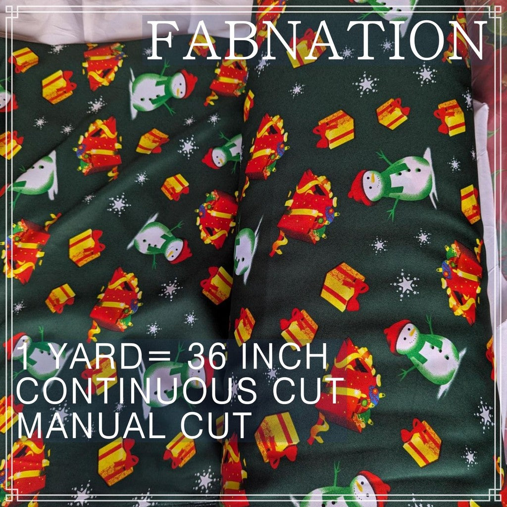 CHRISTMAS CRETONA FABRIC DECOR PER YARD IS 36 INCH LENGTH AND 64 INCH WIDTH