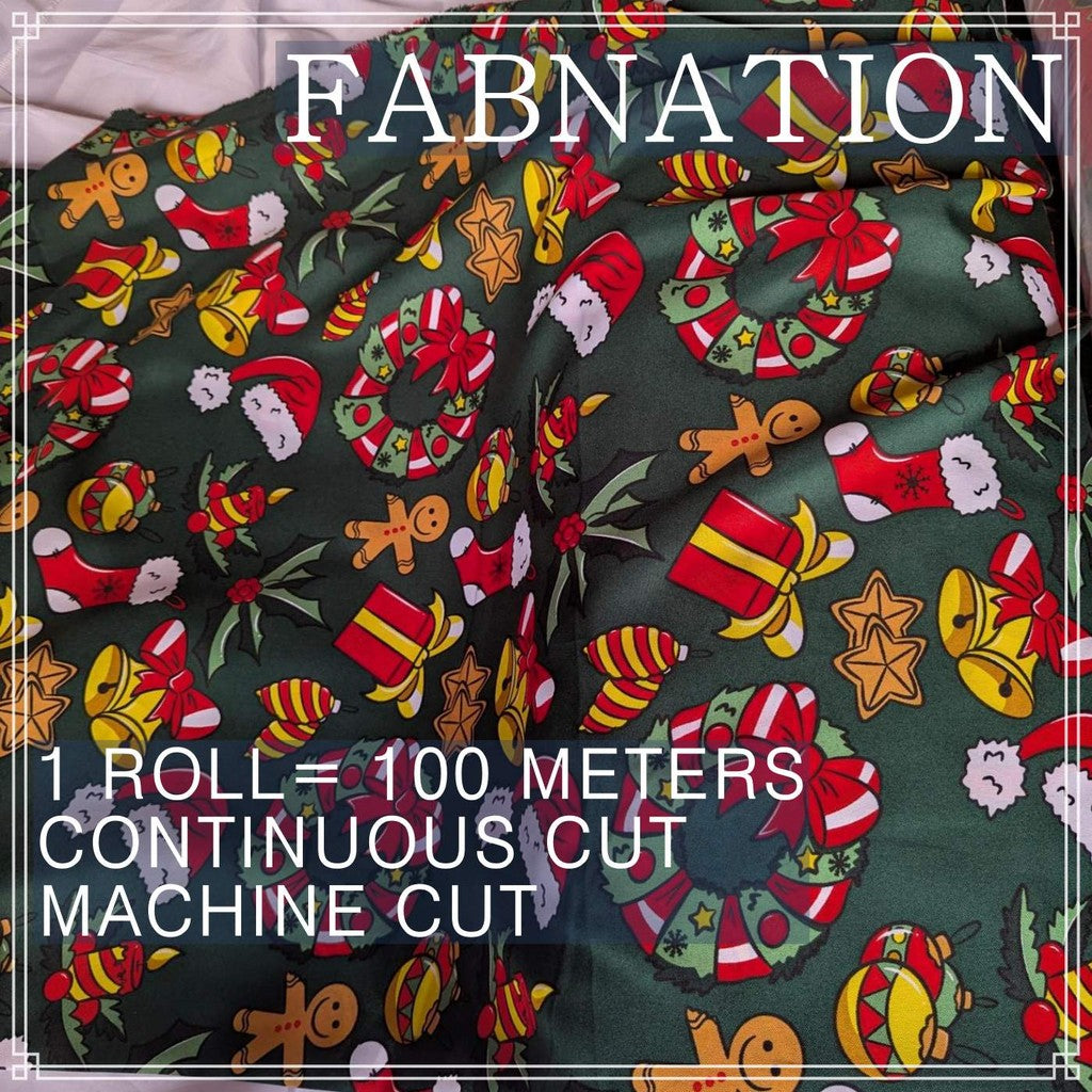 CHRISTMAS CRETONA PRINTED FABRIC DECOR PER ROLL IS 100 METERS AND FIXED 64 INCH FIXED WIDTH