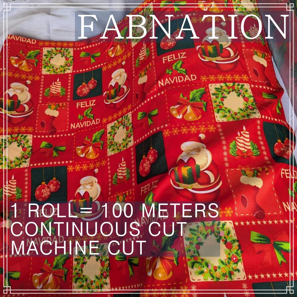 CHRISTMAS CRETONA PRINTED FABRIC DECOR PER ROLL IS 100 METERS AND FIXED 64 INCH FIXED WIDTH