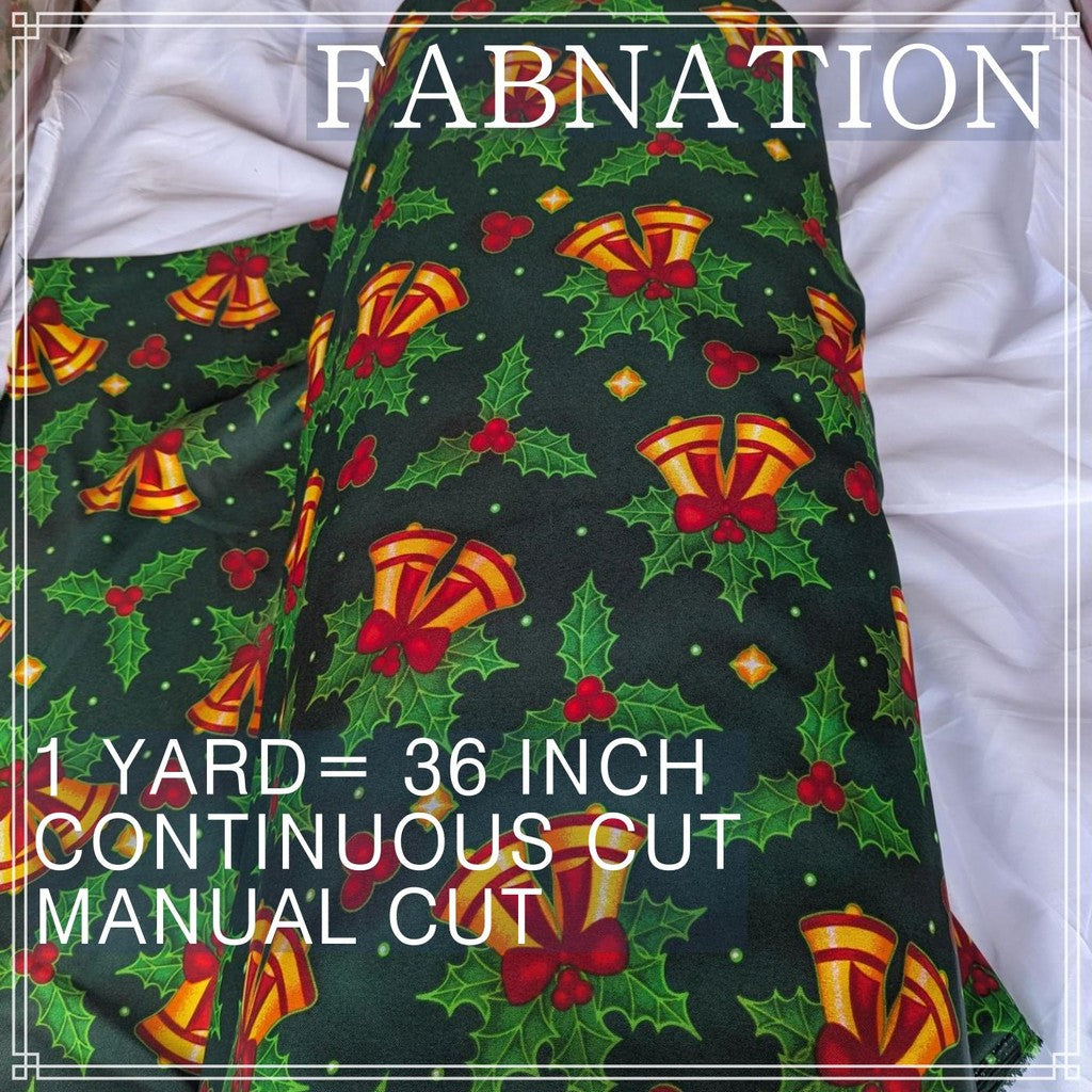 CHRISTMAS CRETONA FABRIC DECOR PER YARD IS 36 INCH LENGTH AND 64 INCH WIDTH
