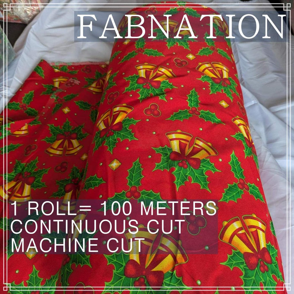 CHRISTMAS CRETONA PRINTED FABRIC DECOR PER ROLL IS 100 METERS AND FIXED 64 INCH FIXED WIDTH