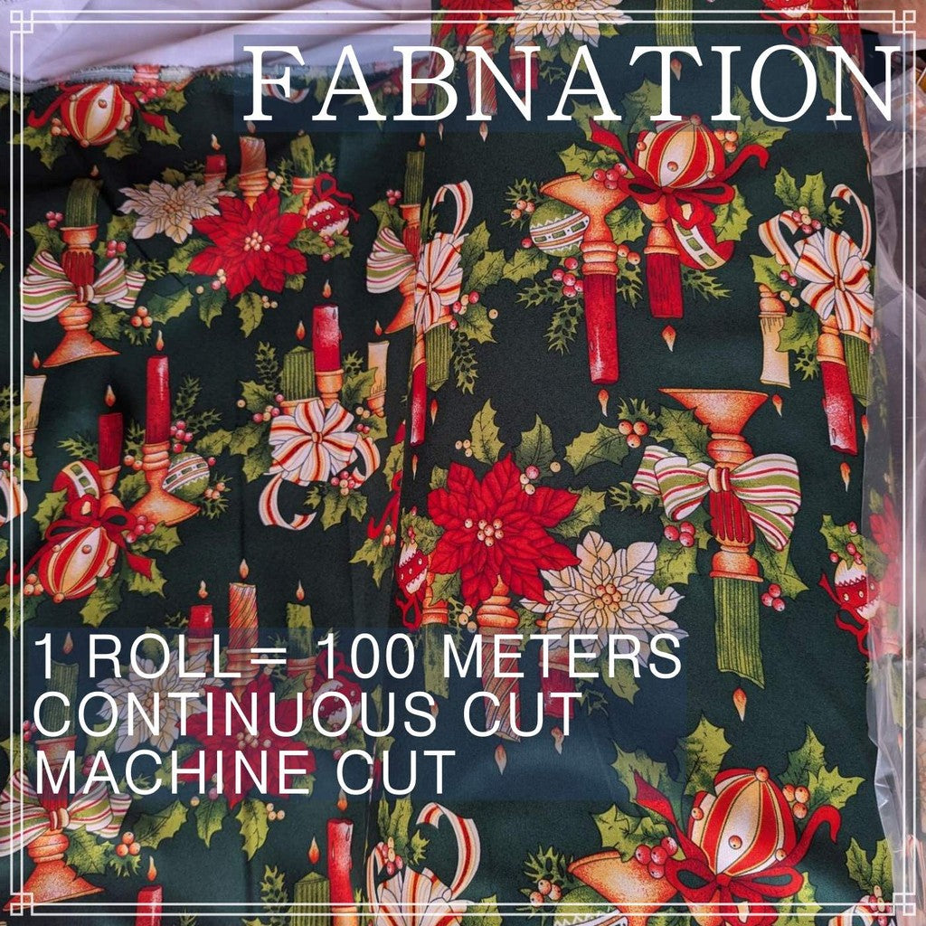 CHRISTMAS CRETONA PRINTED FABRIC DECOR PER ROLL IS 100 METERS AND FIXED 64 INCH FIXED WIDTH