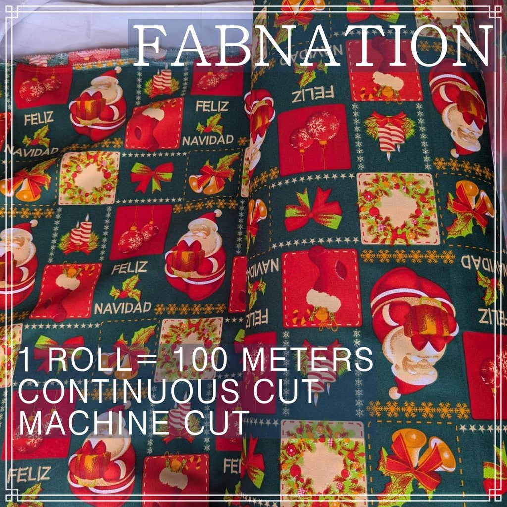 CHRISTMAS CRETONA PRINTED FABRIC DECOR PER ROLL IS 100 METERS AND FIXED 64 INCH FIXED WIDTH