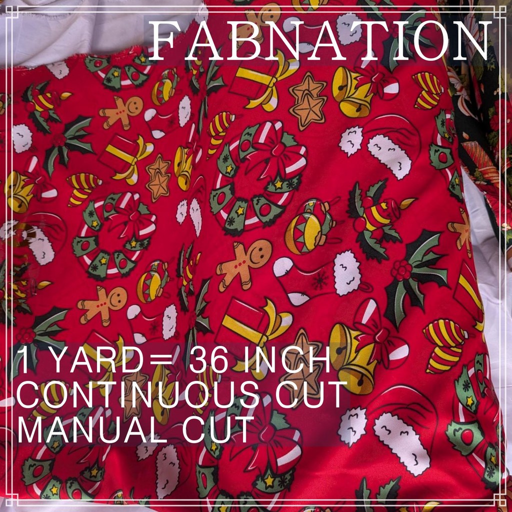 CHRISTMAS CRETONA FABRIC DECOR PER YARD IS 36 INCH LENGTH AND 64 INCH WIDTH