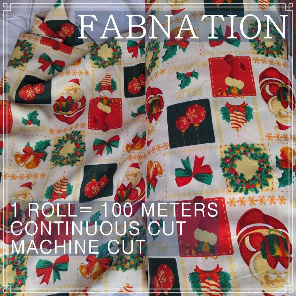 CHRISTMAS CRETONA PRINTED FABRIC DECOR PER ROLL IS 100 METERS AND FIXED 64 INCH FIXED WIDTH