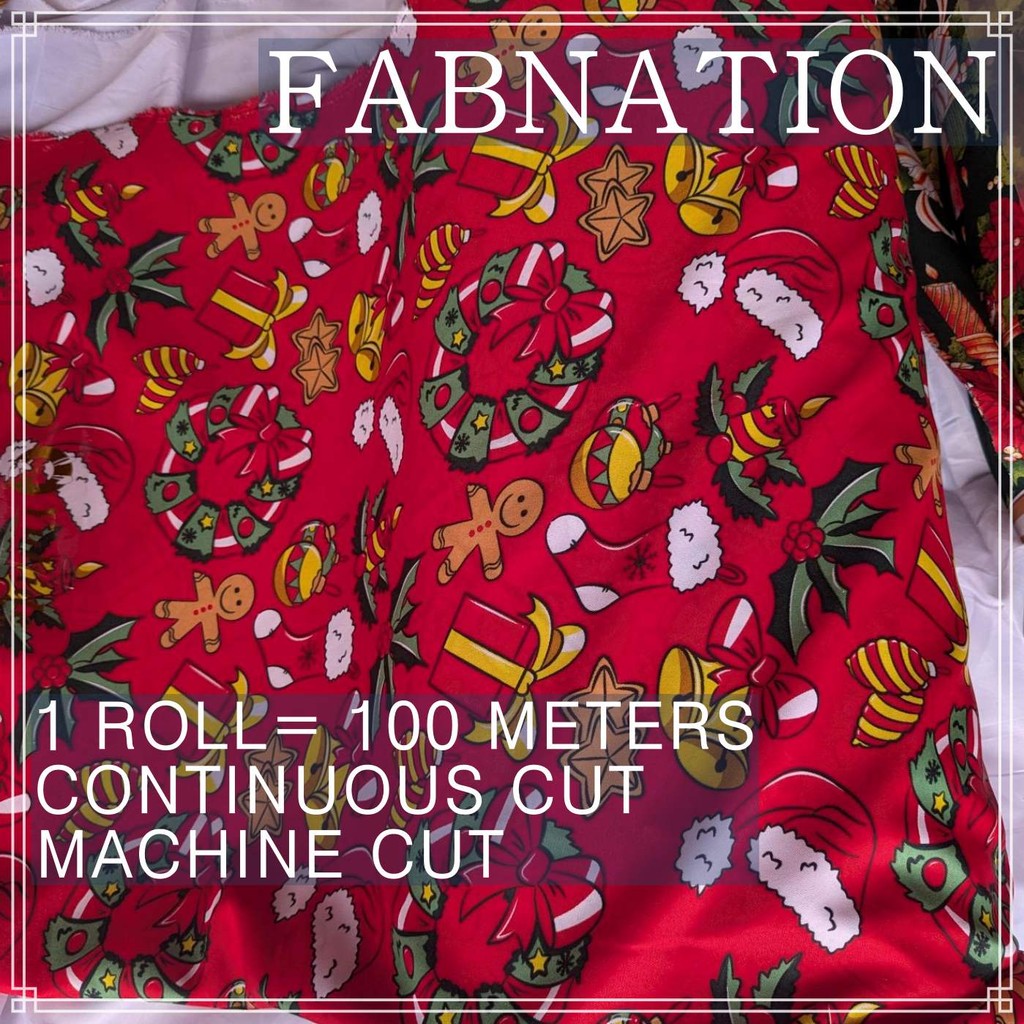 CHRISTMAS CRETONA PRINTED FABRIC DECOR PER ROLL IS 100 METERS AND FIXED 64 INCH FIXED WIDTH