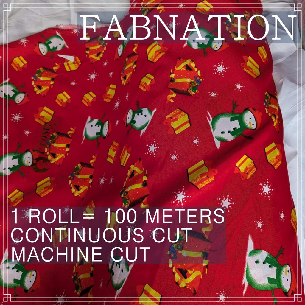 CHRISTMAS CRETONA PRINTED FABRIC DECOR PER ROLL IS 100 METERS AND FIXED 64 INCH FIXED WIDTH