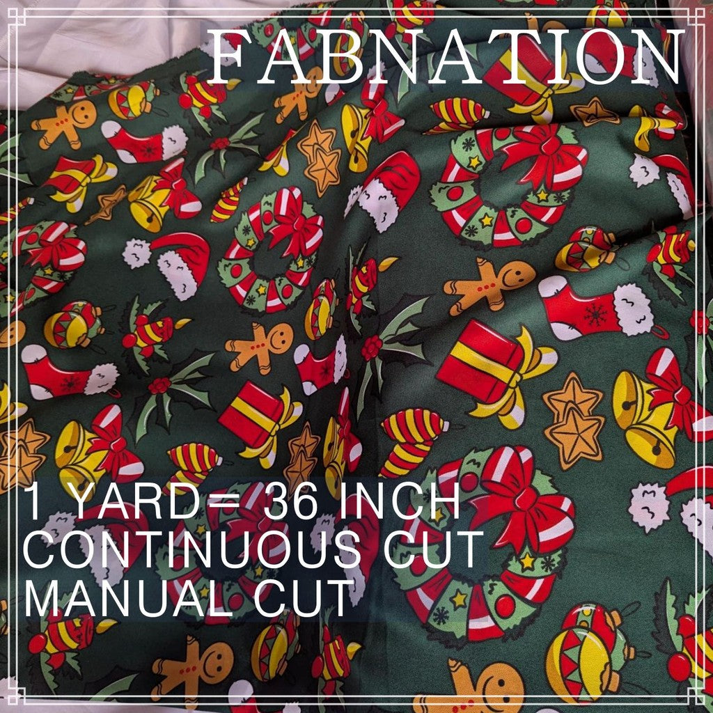 CHRISTMAS CRETONA FABRIC DECOR PER YARD IS 36 INCH LENGTH AND 64 INCH WIDTH