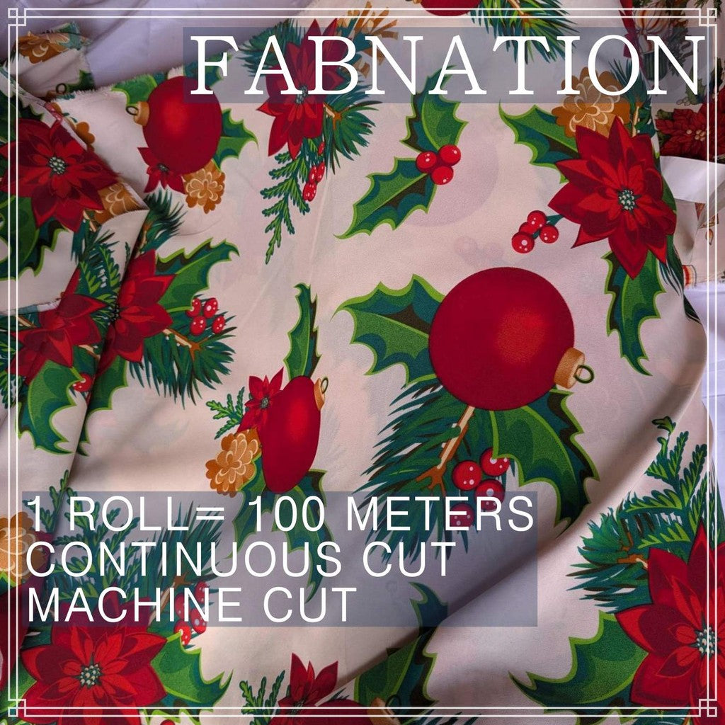 CHRISTMAS CRETONA PRINTED FABRIC DECOR PER ROLL IS 100 METERS AND FIXED 64 INCH FIXED WIDTH