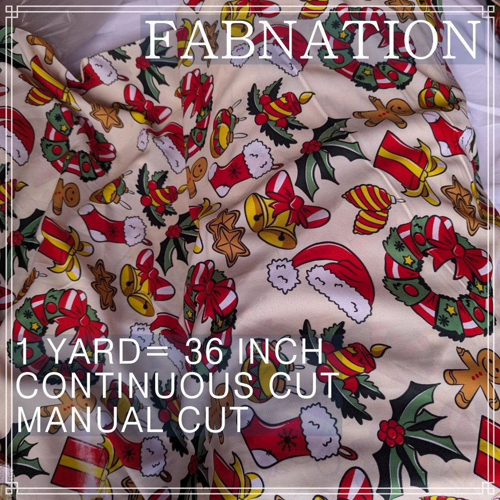 CHRISTMAS CRETONA FABRIC DECOR PER YARD IS 36 INCH LENGTH AND 64 INCH WIDTH