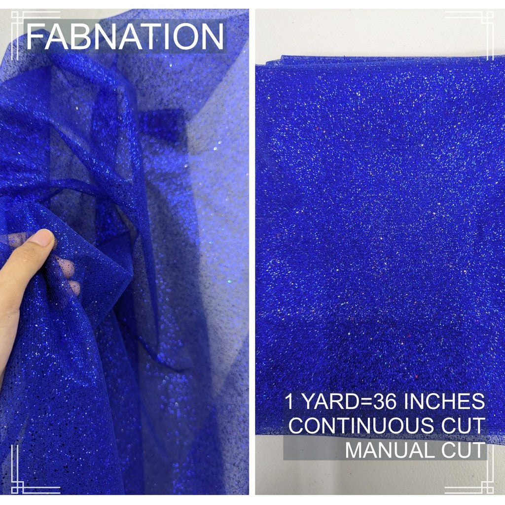 Galaxy Glittered Tulle With Falling Glitters  Per Yard is 36 Inches Length and Fixed 54 Inches Width