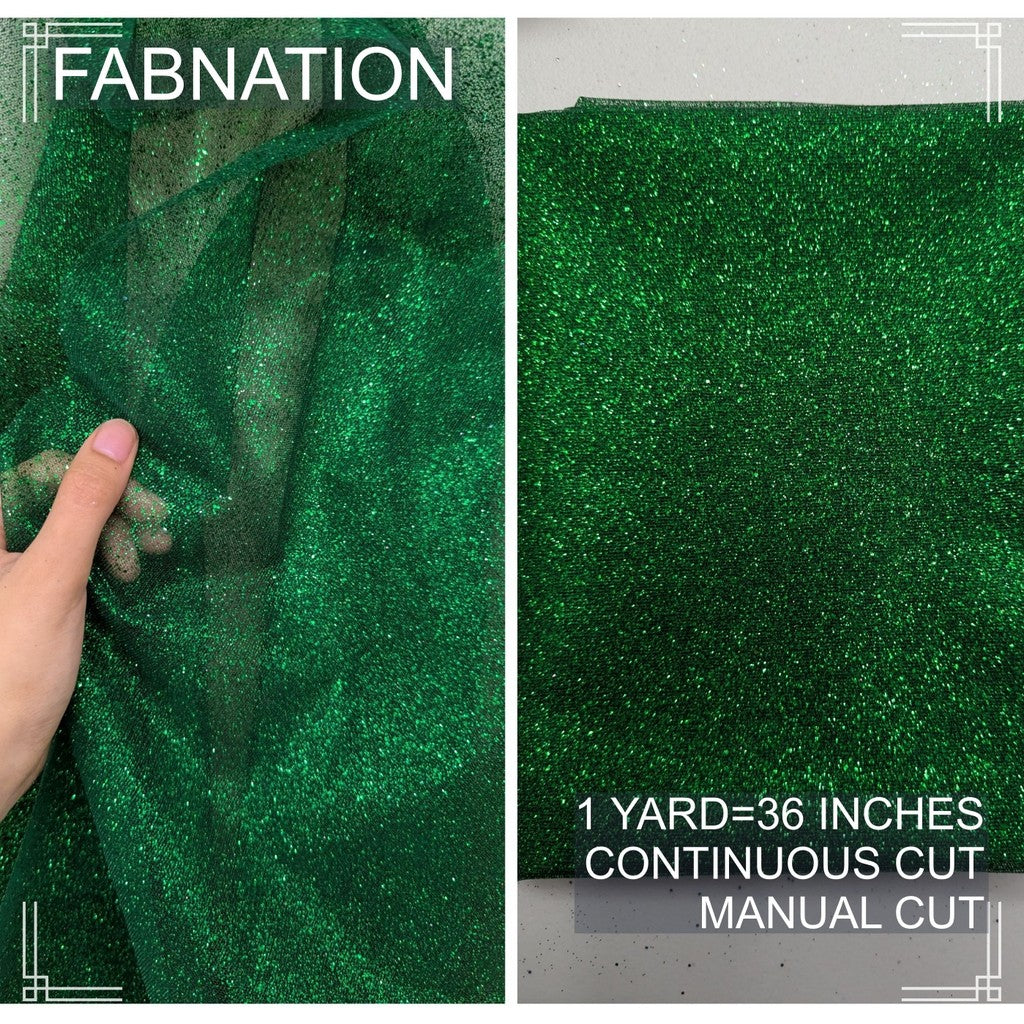 Galaxy Glittered Tulle With Falling Glitters  Per Yard is 36 Inches Length and Fixed 54 Inches Width