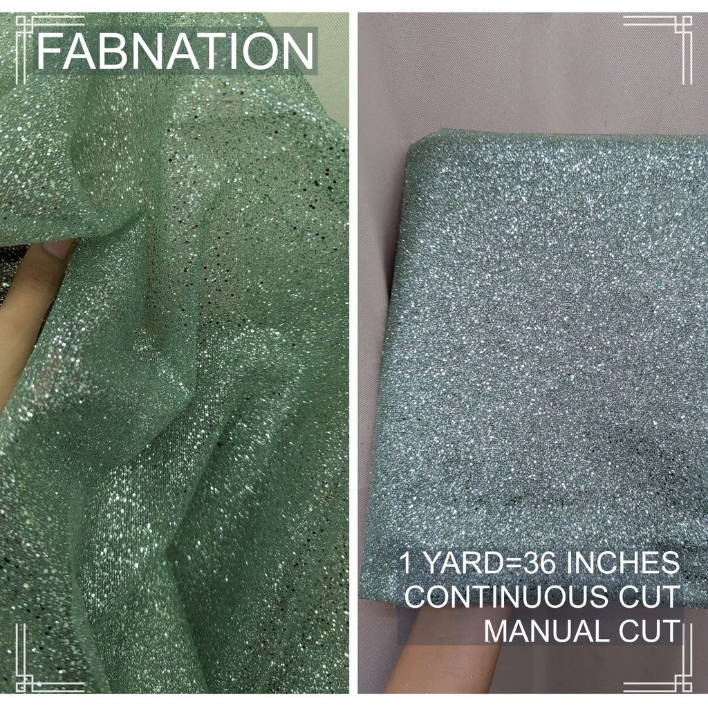 Galaxy Glittered Tulle With Falling Glitters  Per Yard is 36 Inches Length and Fixed 54 Inches Width