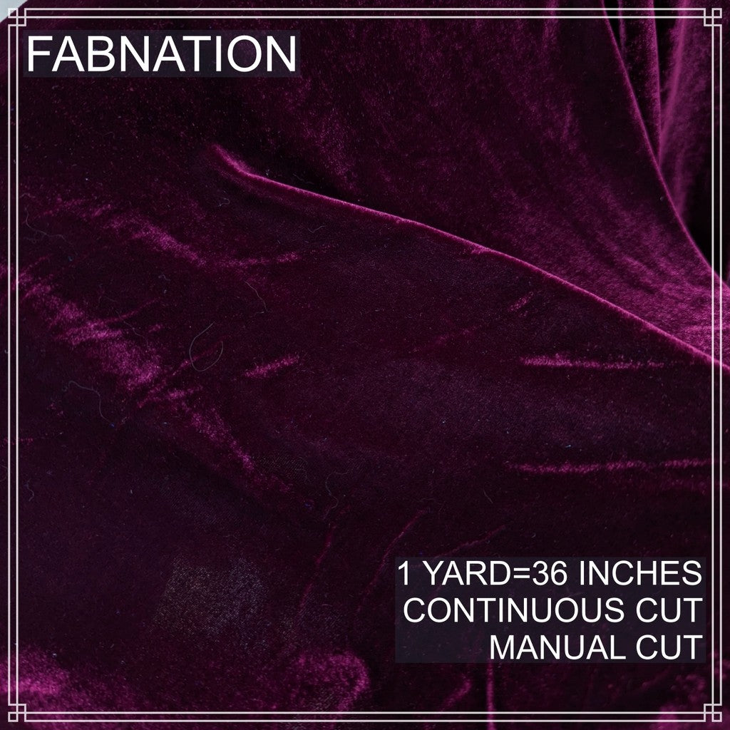 HIGH QUALITY VELVET/VELOUR FABRIC PER YARD IS 36 INCHES LENGTH WITH FIXED 63/65 WIDTH BY FABNATION