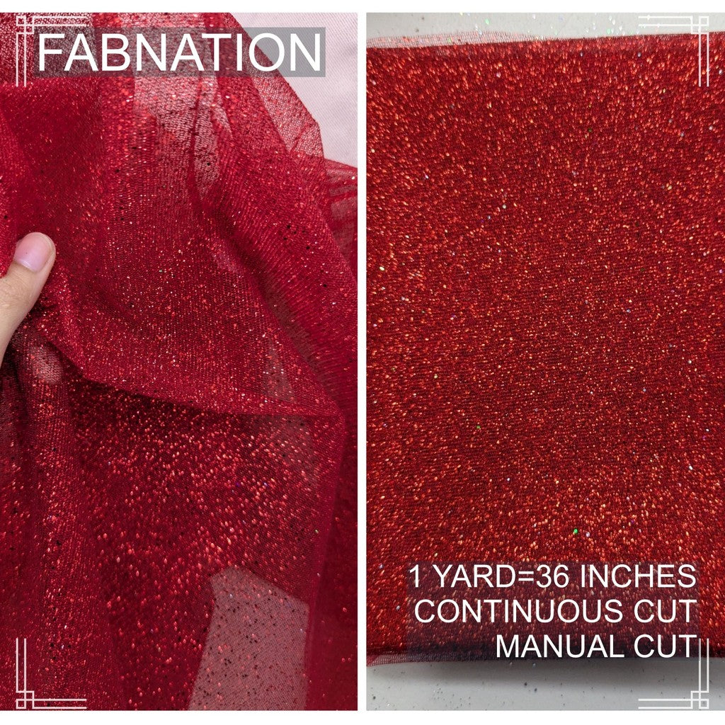 Galaxy Glittered Tulle With Falling Glitters  Per Yard is 36 Inches Length and Fixed 54 Inches Width