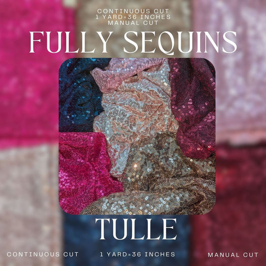 Fully Sequins Tulle Sequence Fabric 54/60 Inches Width For Backdrop, Table Cloth and Gown Per Yard