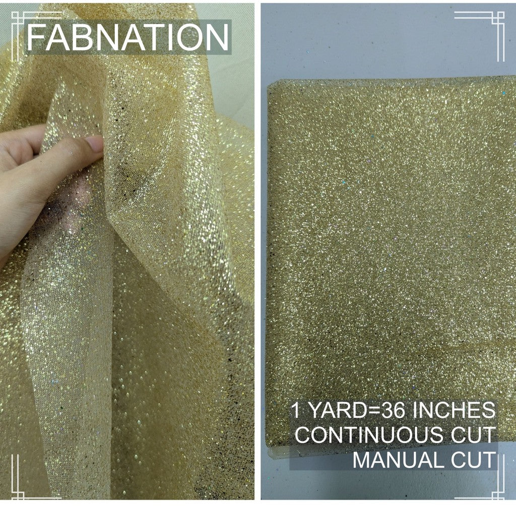 Galaxy Glittered Tulle With Falling Glitters  Per Yard is 36 Inches Length and Fixed 54 Inches Width