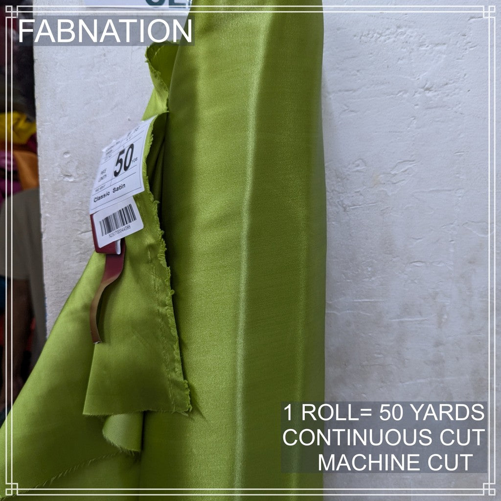 PREMIUM CLASSIC SATIN FABRIC PER ROLL IS 50 YARDS AND FIXED 60 INCHES WIDTH BY FABNATION