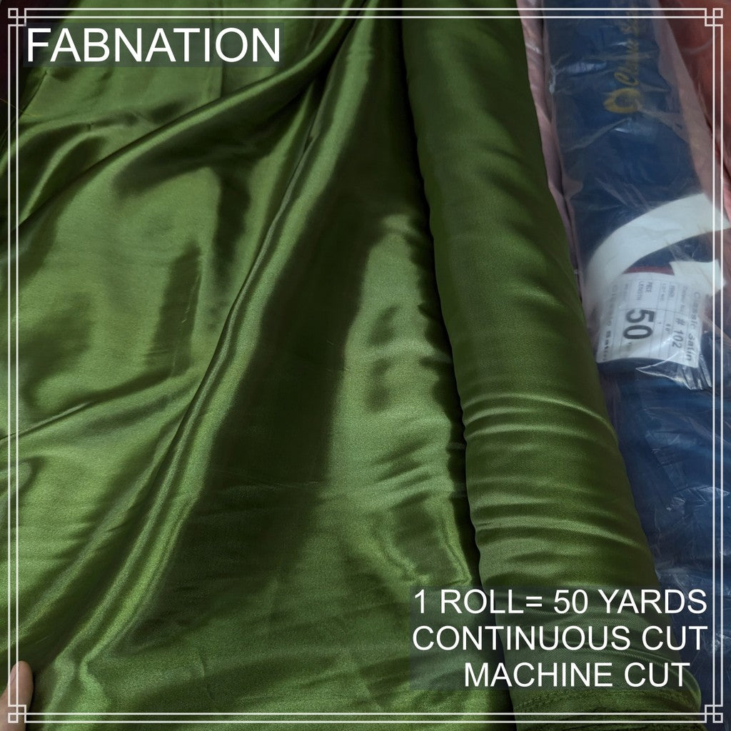 PREMIUM CLASSIC SATIN FABRIC PER ROLL IS 50 YARDS AND FIXED 60 INCHES WIDTH BY FABNATION