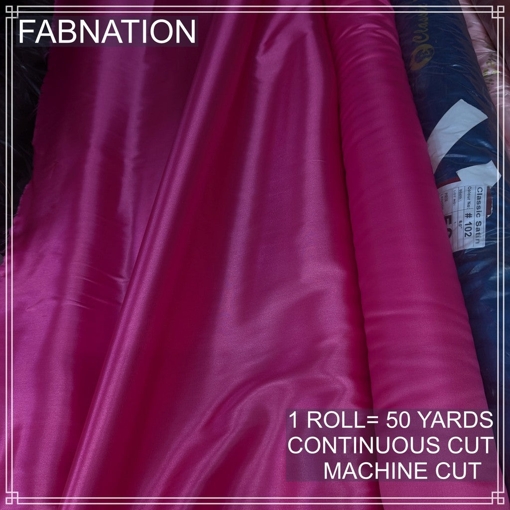 PREMIUM CLASSIC SATIN FABRIC PER ROLL IS 50 YARDS AND FIXED 60 INCHES WIDTH BY FABNATION