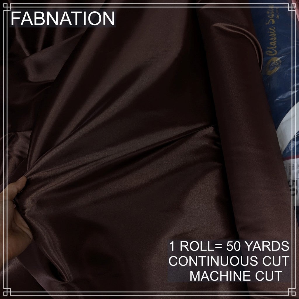 PREMIUM CLASSIC SATIN FABRIC PER ROLL IS 50 YARDS AND FIXED 60 INCHES WIDTH BY FABNATION