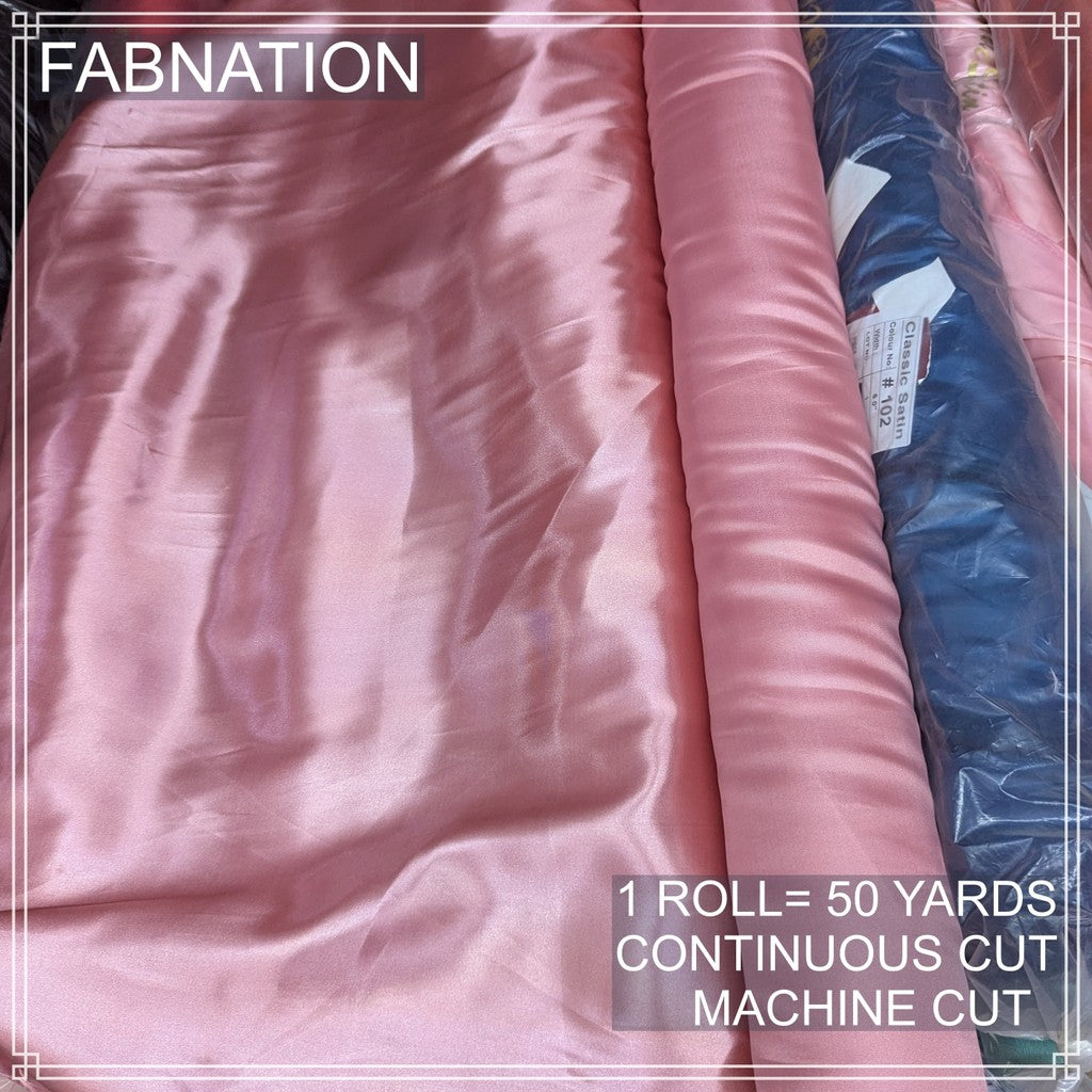 PREMIUM CLASSIC SATIN FABRIC PER ROLL IS 50 YARDS AND FIXED 60 INCHES WIDTH BY FABNATION